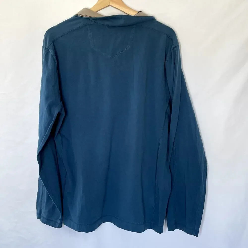 Eddie Bauer travex‎ blue men's large quarter zip sweater freedry cotton shirt